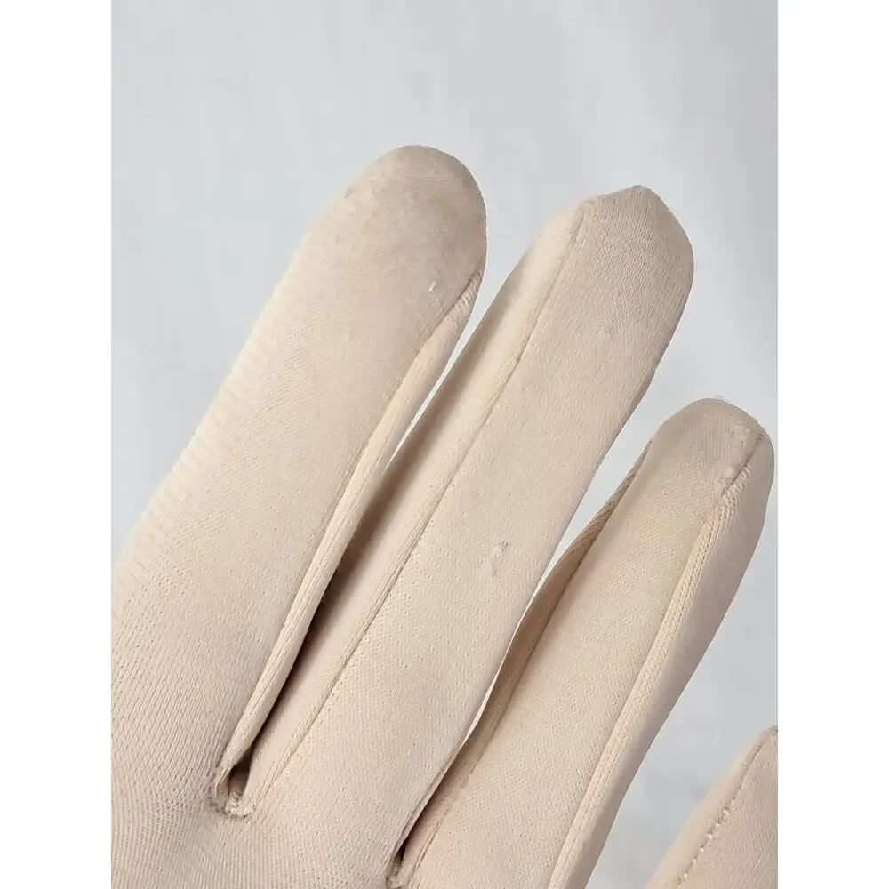 60s Vintage Beige Gloves Elasticized Rouching Stretch Knit Preppy Retro 70s 50s
